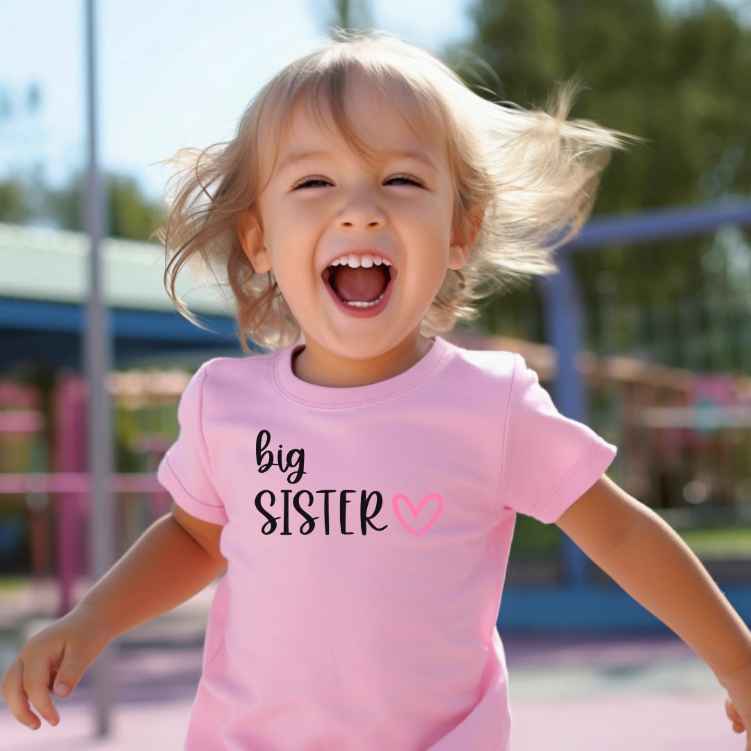 Big Sister Heart Toddler Short Sleeve tee